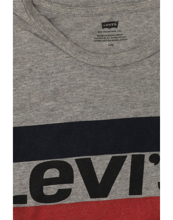 LEVI'S Mens Graphic T-Shirt Top Large Grey Vintage Levi's and Second-Hand Levi's from Messina Hembry 