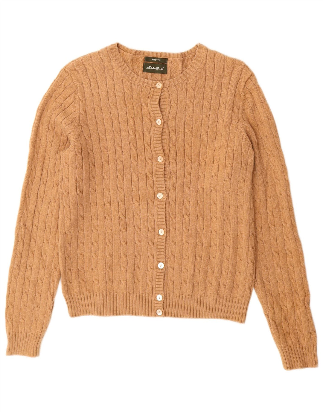EDDIE BAUER Ženski kardigan pulover UK 12 srednje bež pamuk