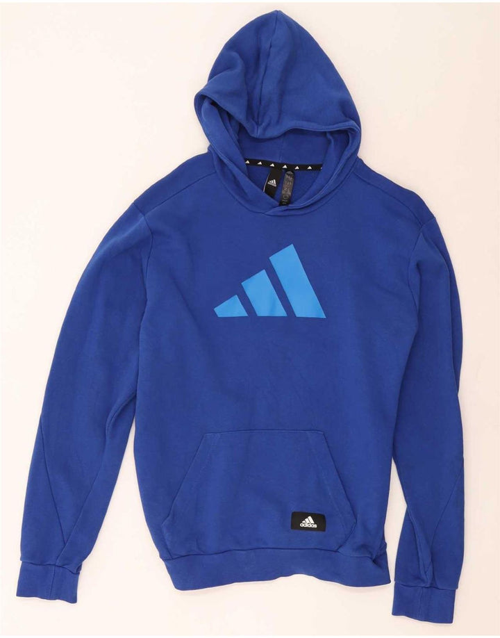 Adidas muška majica s kapuljačom s kapuljačom srednje plava