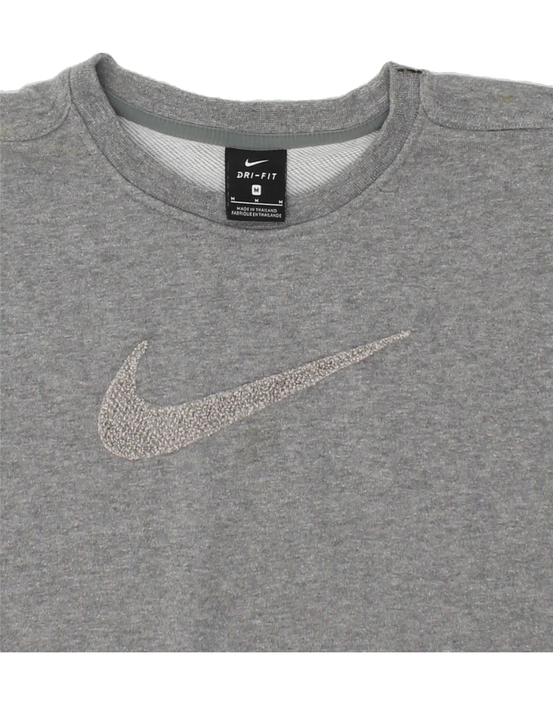 NIKE Womens Oversized Graphic Crop Sweatshirt Jumper UK 14 Medium Grey Vintage Nike and Second-Hand Nike from Messina Hembry 