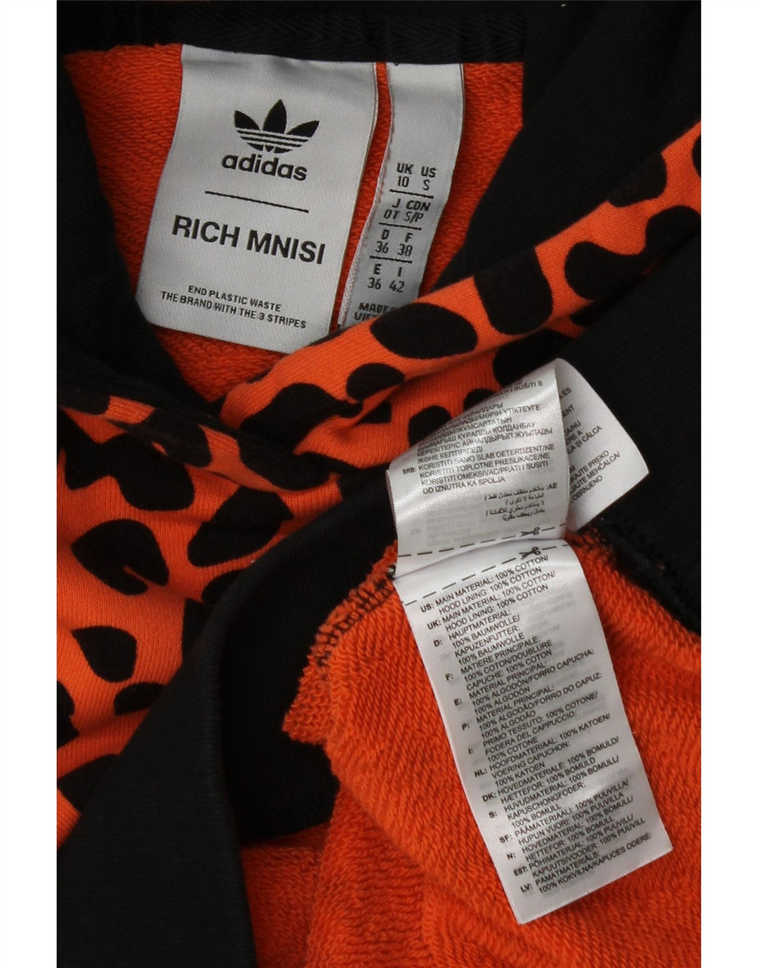 ADIDAS ženska majica s kapuljačom Rich Mnisi UK 10 Mali narančasti životinjski print