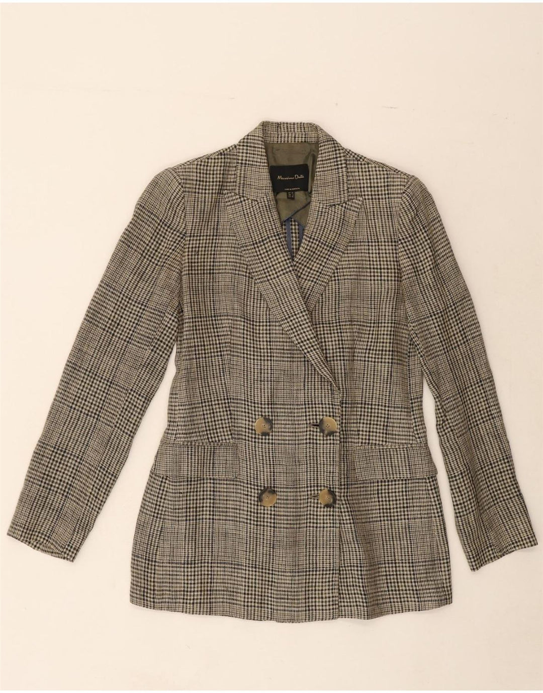 MASSIMO DUTTI Womens Double Breasted Blazer Jacket EU 36 XS Grey Check Vintage Massimo Dutti and Second-Hand Massimo Dutti from Messina Hembry 