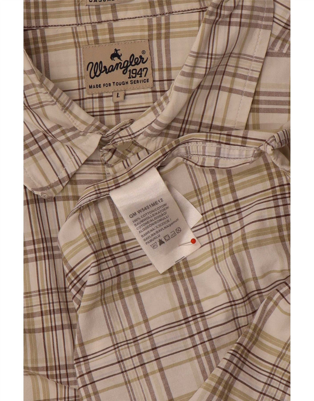 Wrangler muška majica kratkih rukava, pamuk, veliki bež karirani komad