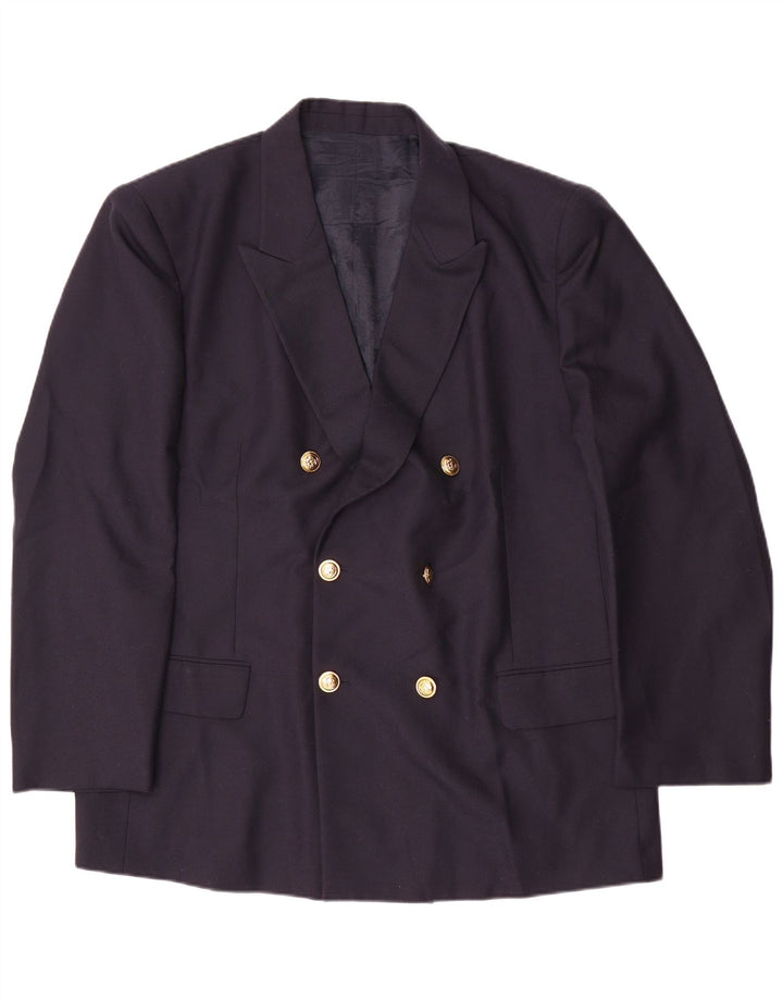 Vintage muški sako s dvostrukim kopčanjem IT 58 4XL tamnoplava djevičanska vuna