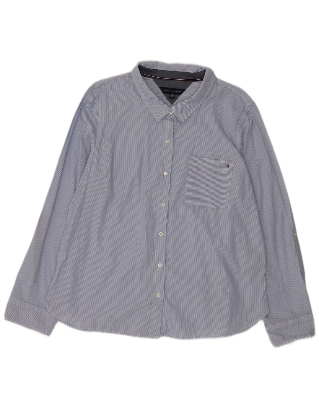 TOMMY HILFIGER Ženska košulja UK 20 2XL pamuk s plavim prugama