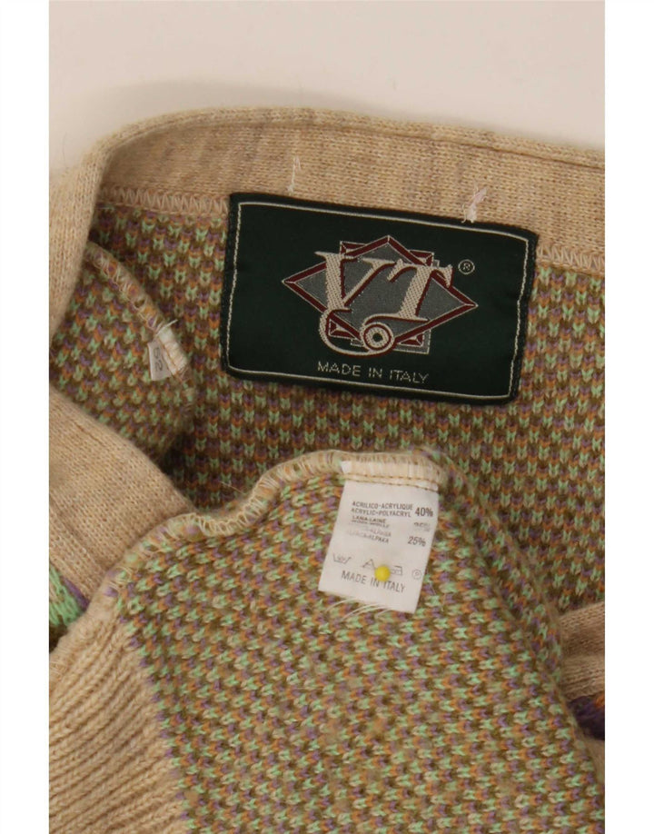 Vintage muški kardigan džemper srednjeg raznobojnog geometrijskog akrila