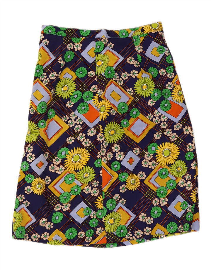 VINTAGE ženska suknja A-kroja W29 srednje raznobojna cvjetna