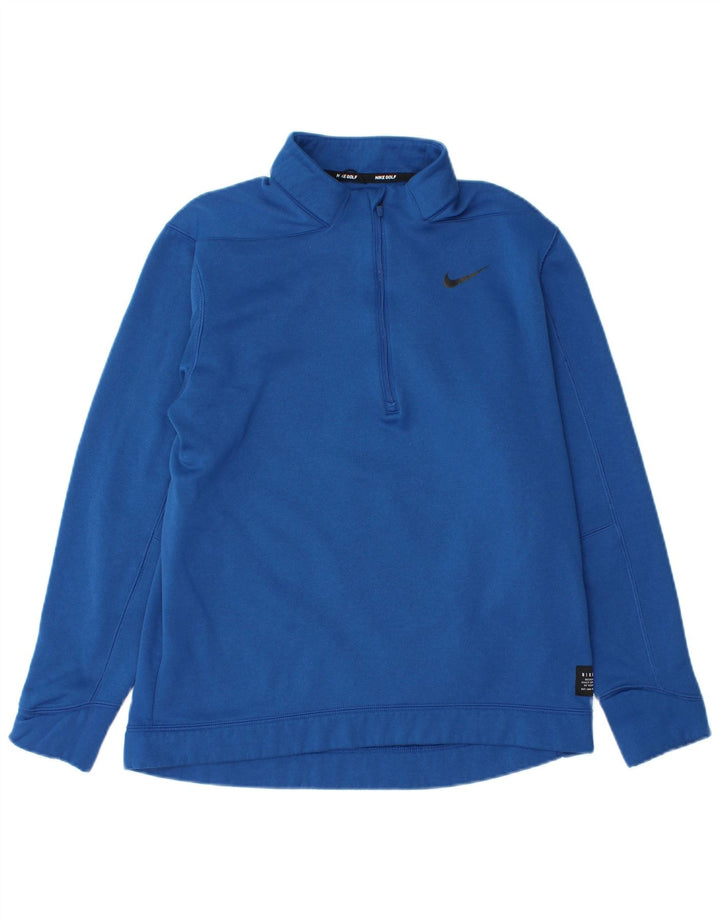 Nike muška majica s izrezom s patentnim zatvaračem Srednje plavi poliester