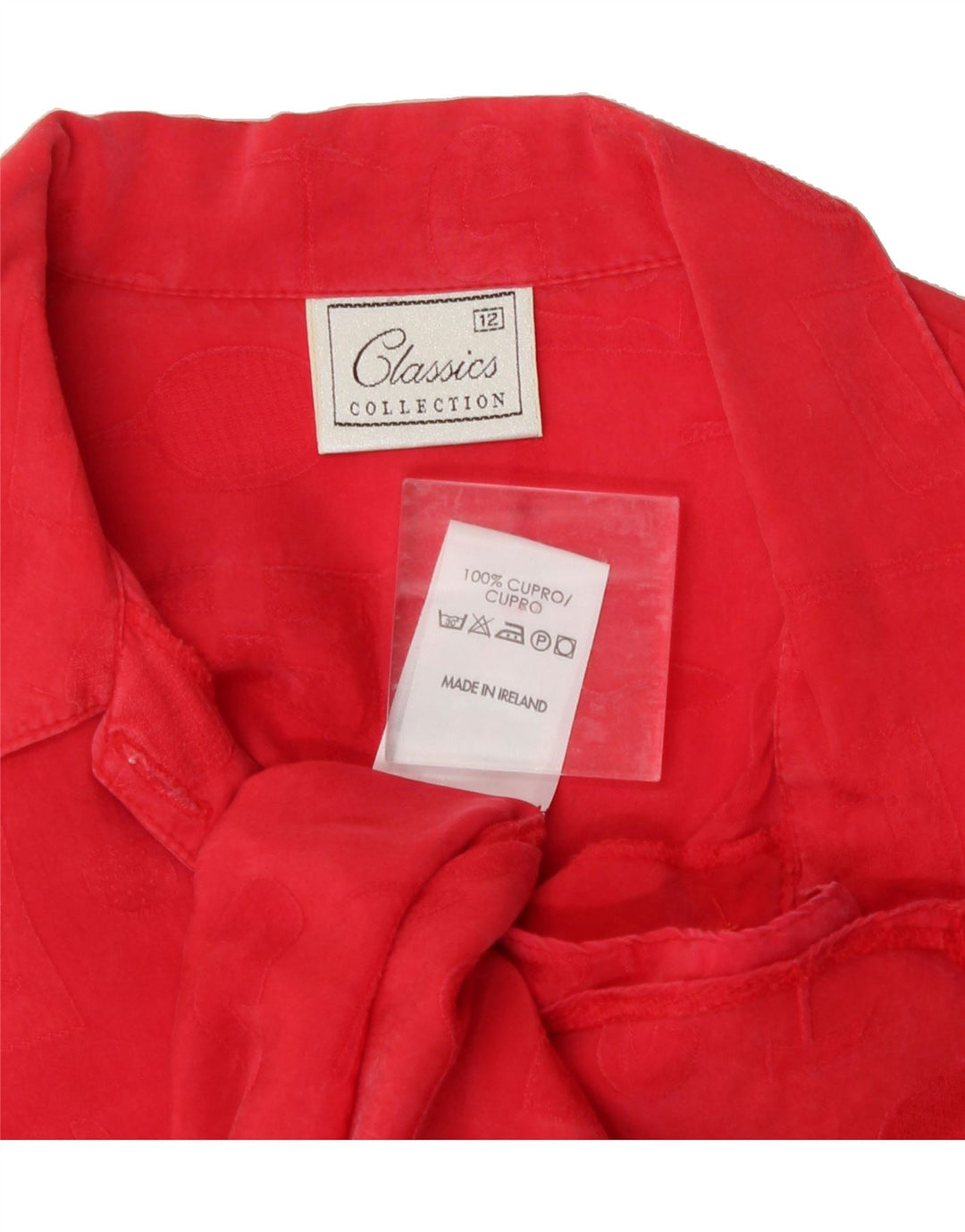 CLASSICS Womens Short Sleeve Shirt UK 12 Medium  Red Cupro Vintage Classics and Second-Hand Classics from Messina Hembry 