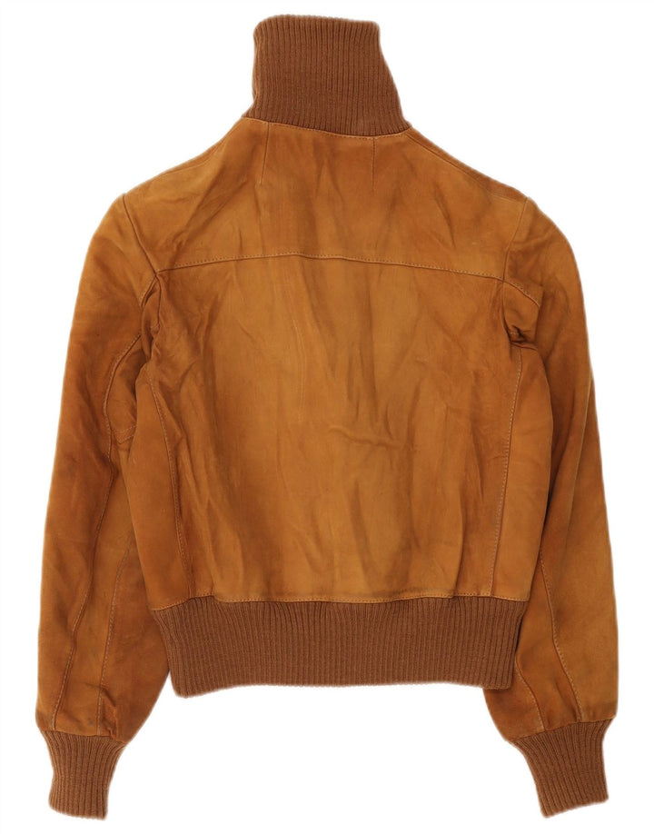 Vintage ženska bomber jakna od brušene kože UK 10 Mala smeđa