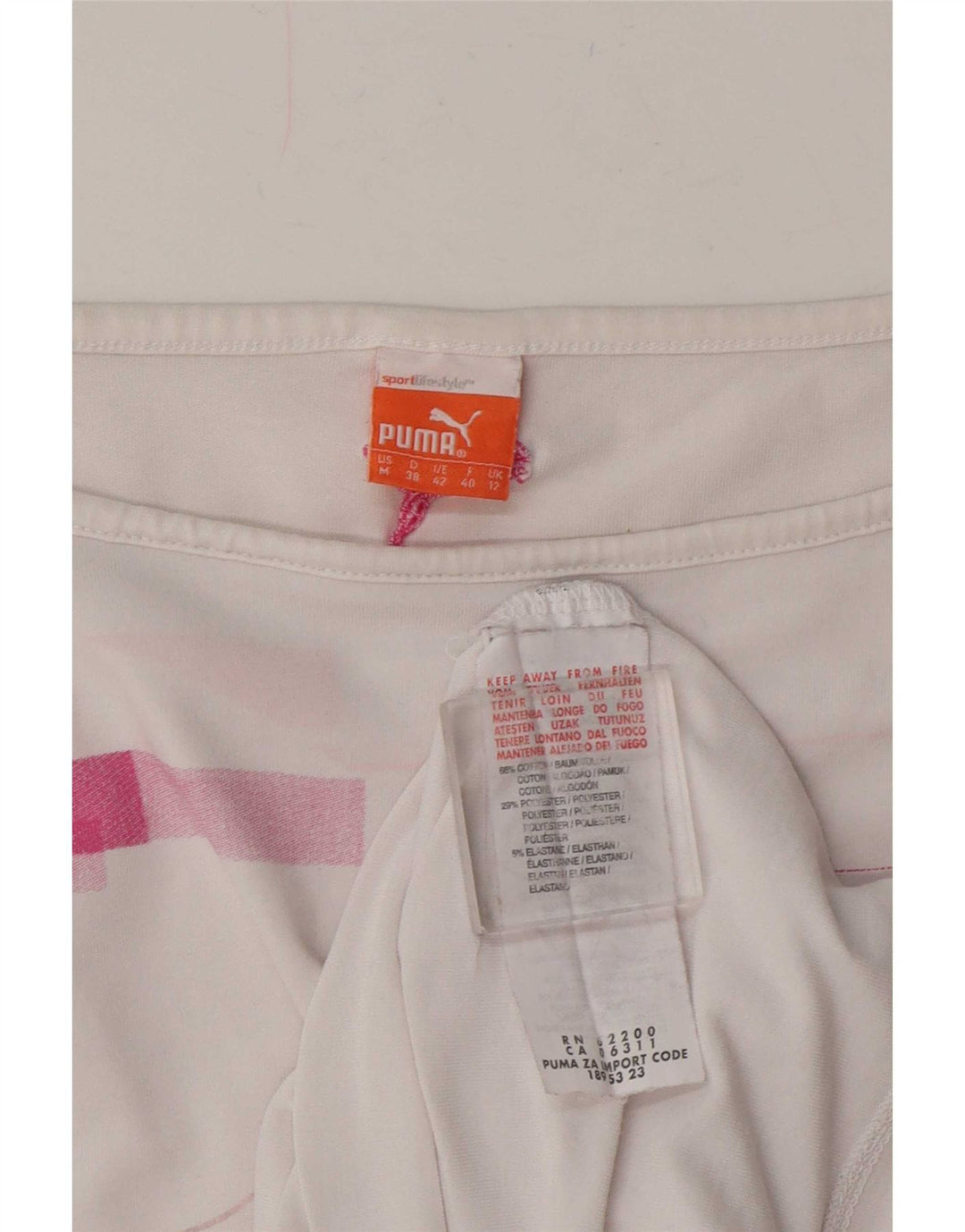 Puma ženska majica kratkih rukava UK 12 Medium White Geometric Cotton
