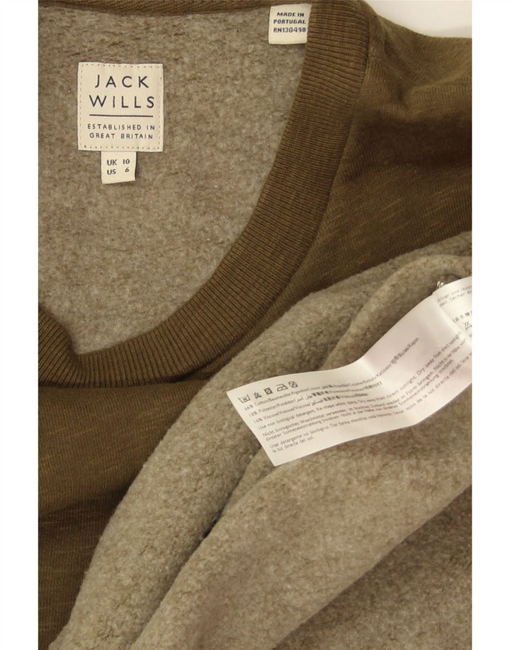 JACK WILLS Ženska prekomjerna majica s kratkim rukavima UK 10 Mali kaki pamuk