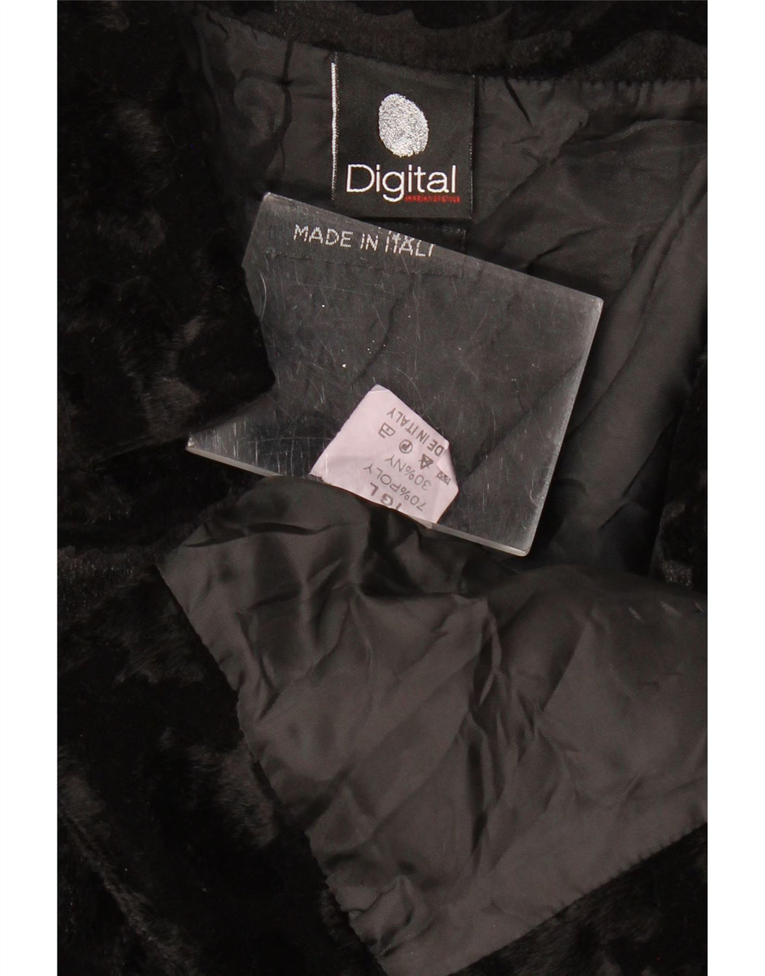 VINTAGE ženska bolero jakna od umjetnog krzna UK 14 Veliki crni poliester