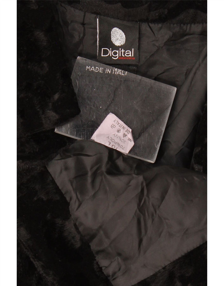 VINTAGE ženska bolero jakna od umjetnog krzna UK 14 Veliki crni poliester