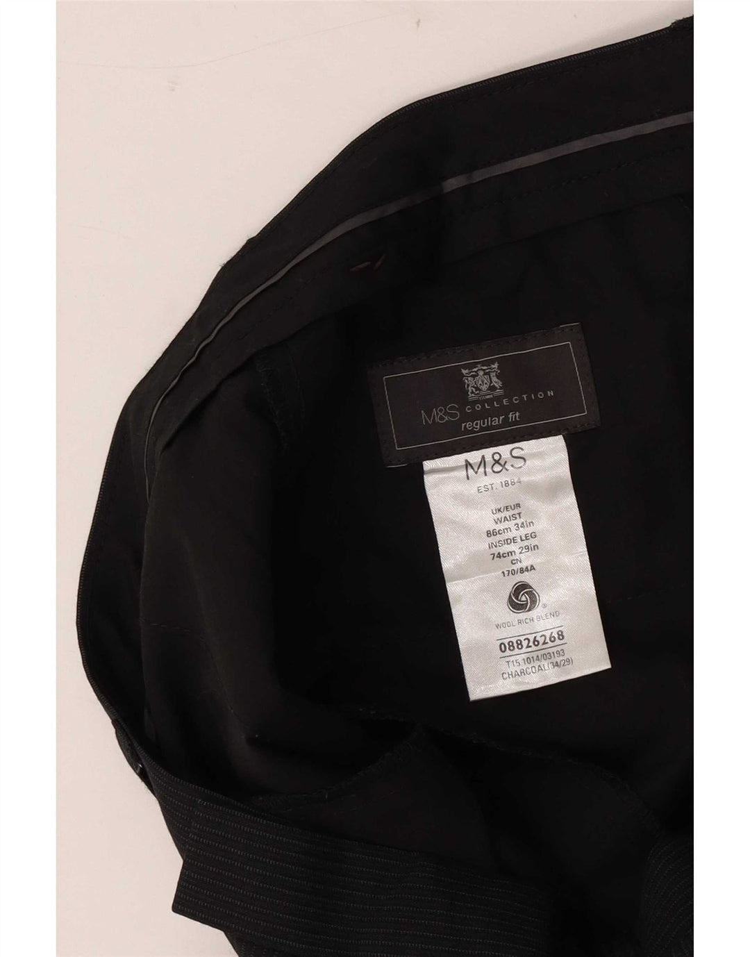 Marks & Spencer muške ležerne hlače regularnog kroja W34 L29 vunene sive pruge