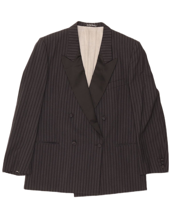 Fila ženski sako s dvostrukim kopčanjem IT 52 2XL crna vunena prugasta pruga