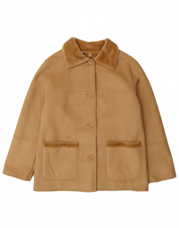 VINTAGE ženska šerpa jakna EU 44 XL bež akril