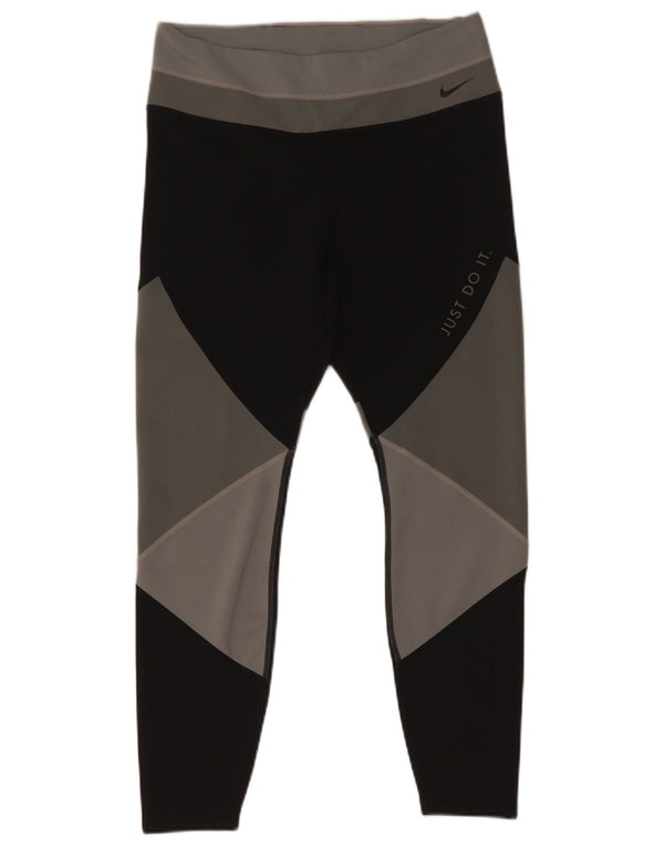 Nike Ženske Dri Fit Crop Leggings UK 14 Veliki višebojni blok u boji