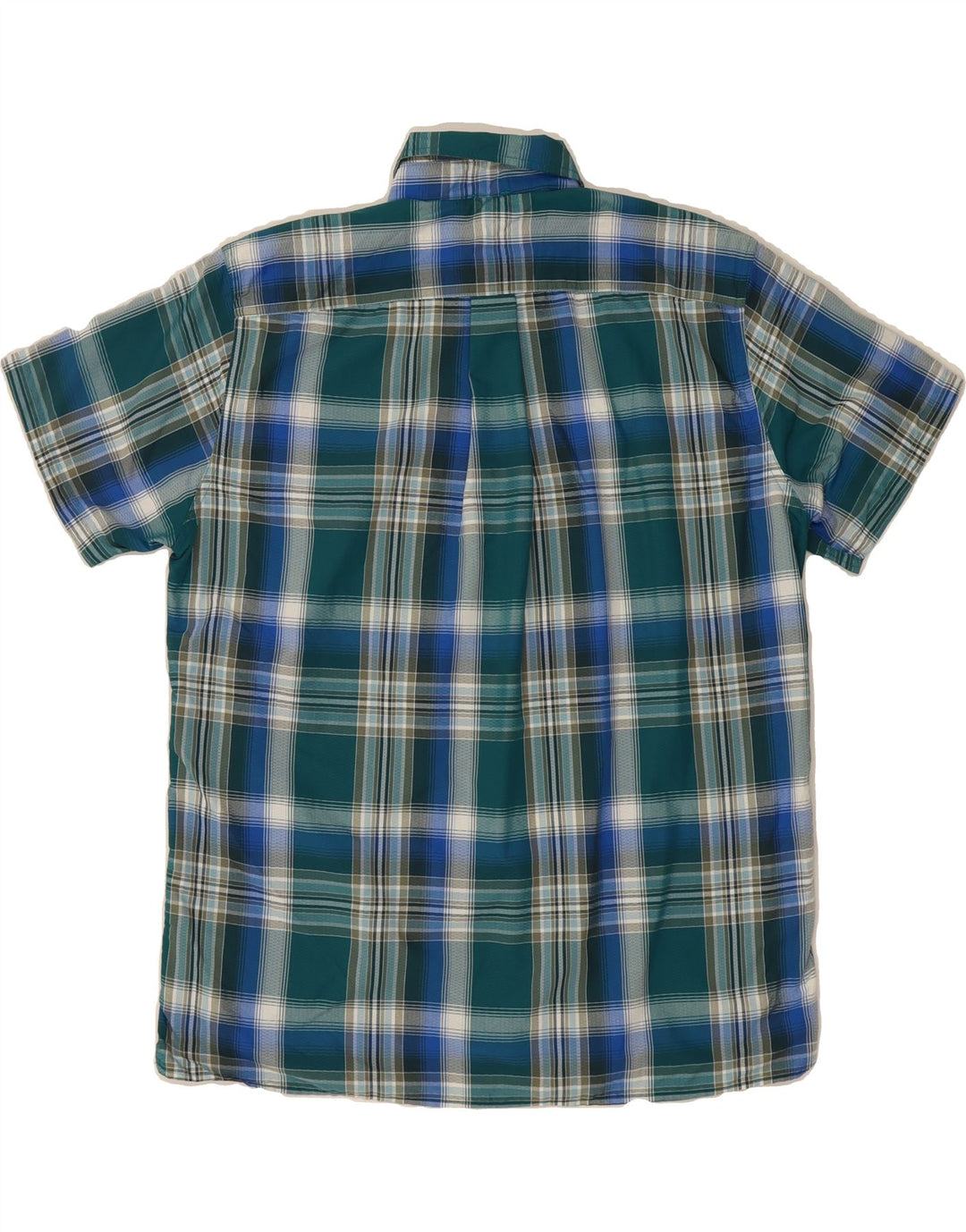 EDDIE BAUER Mens Short Sleeve Shirt Large Green Check Nylon Vintage Eddie Bauer and Second-Hand Eddie Bauer from Messina Hembry 