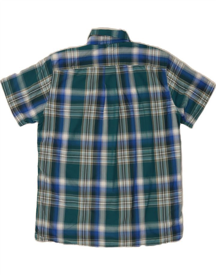 EDDIE BAUER Mens Short Sleeve Shirt Large Green Check Nylon Vintage Eddie Bauer and Second-Hand Eddie Bauer from Messina Hembry 