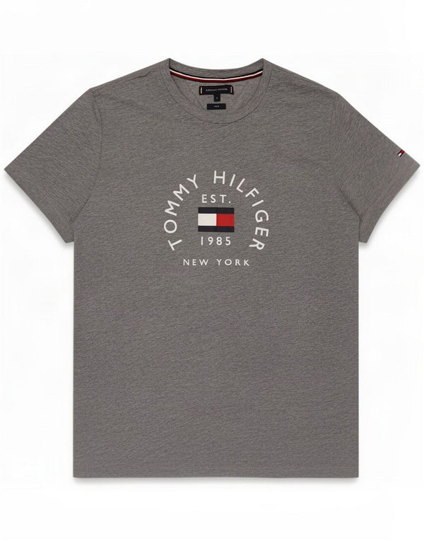 Tommy Hilfiger Mens Slim Fit Graphic T-Shirt Top Large Grey Flecked Cotton