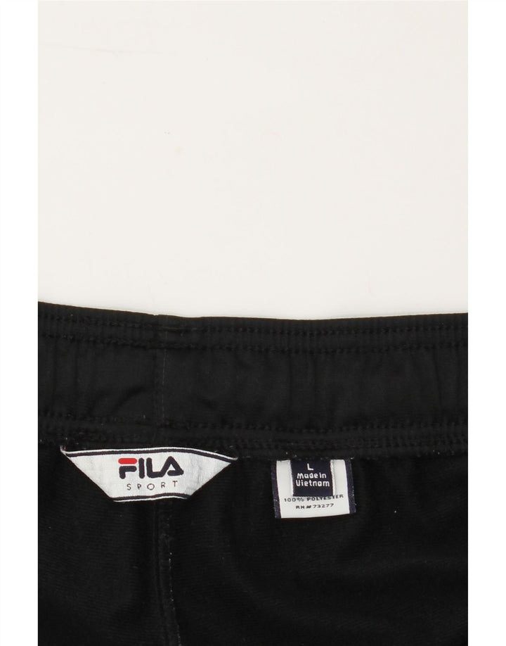 FILA Mens Tracksuit Trousers Large Black Colourblock Polyester Vintage Fila and Second-Hand Fila from Messina Hembry 