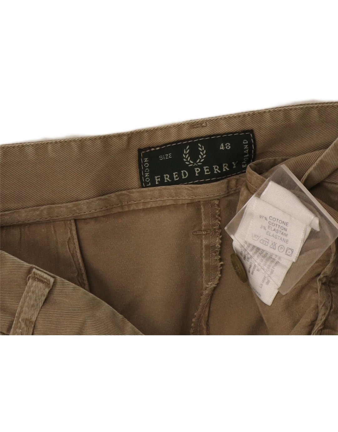 Fred Perry muške chino kratke hlače IT 48 srednje W32 kaki pamuk