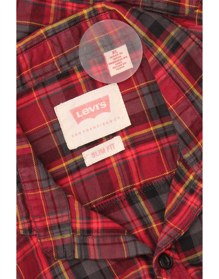Levi's muška uska flanelska košulja XL crvena karirana