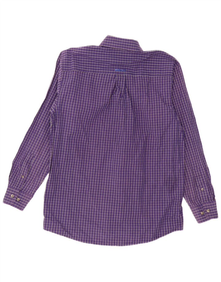 ARIAT Mens Shirt Small Purple Check Cotton