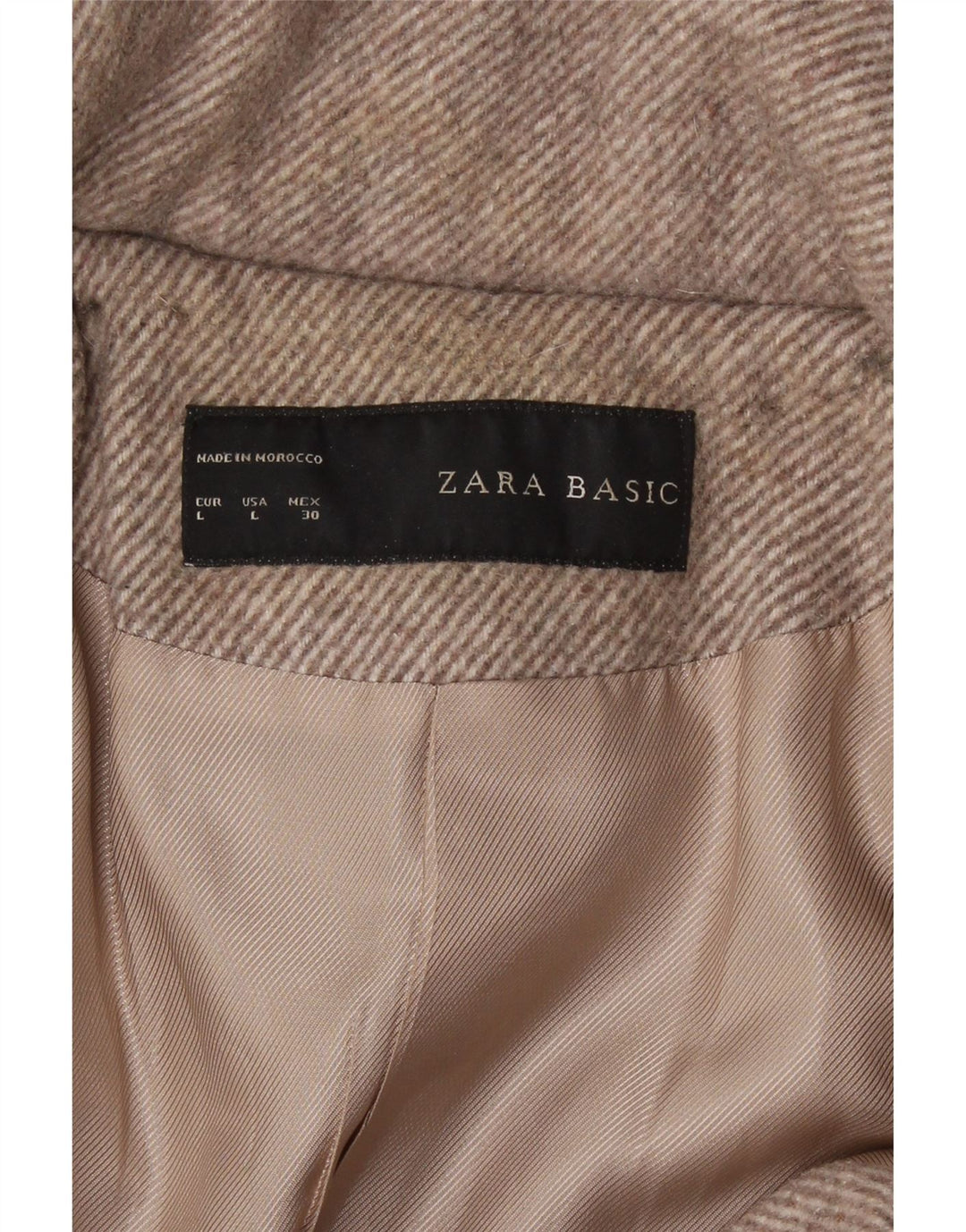 ZARA Womens Overcoat UK 14 Large Beige Vintage Zara and Second-Hand Zara from Messina Hembry 