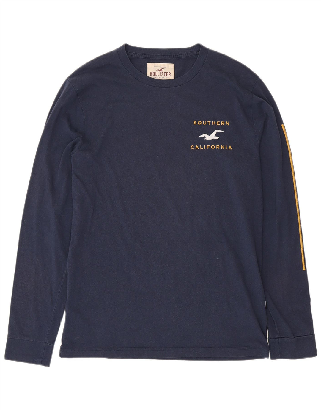 HOLLISTER Muška majica dugih rukava s grafikama, srednje tamnoplavi pamuk