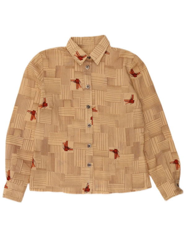 Vintage ženska košulja UK 12 srednje bež geometrijske boje