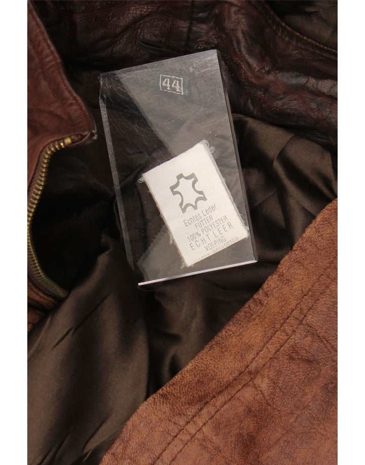 VINTAGE ženski preveliki kožni kaput s kapuljačom EU 44 XL smeđa koža