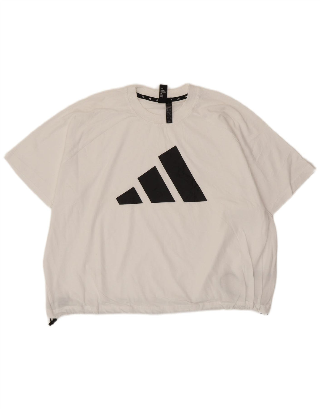 ADIDAS ženska majica kratkih rukava s velikim grafičkim kratkim rukavima UK 10 Small White Cotton