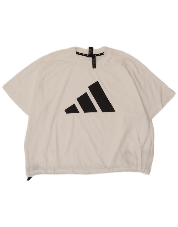 ADIDAS ženska majica kratkih rukava s velikim grafičkim kratkim rukavima UK 10 Small White Cotton