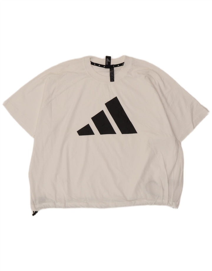 ADIDAS ženska majica kratkih rukava s velikim grafičkim kratkim rukavima UK 10 Small White Cotton