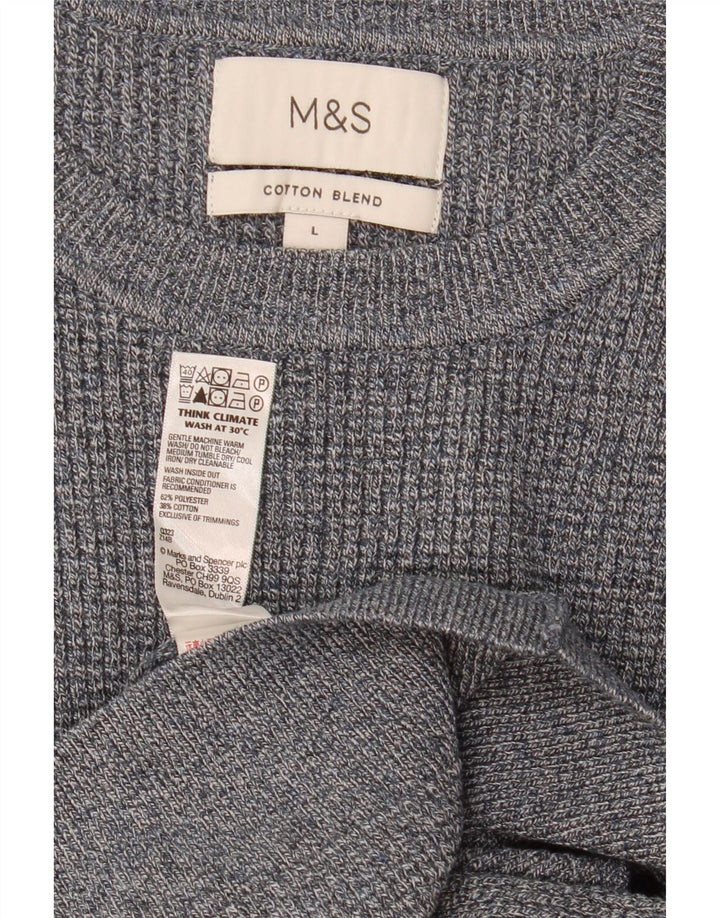 Marks & Spencer muški pulover s okruglim izrezom, veliki sivi pjegavi poliester