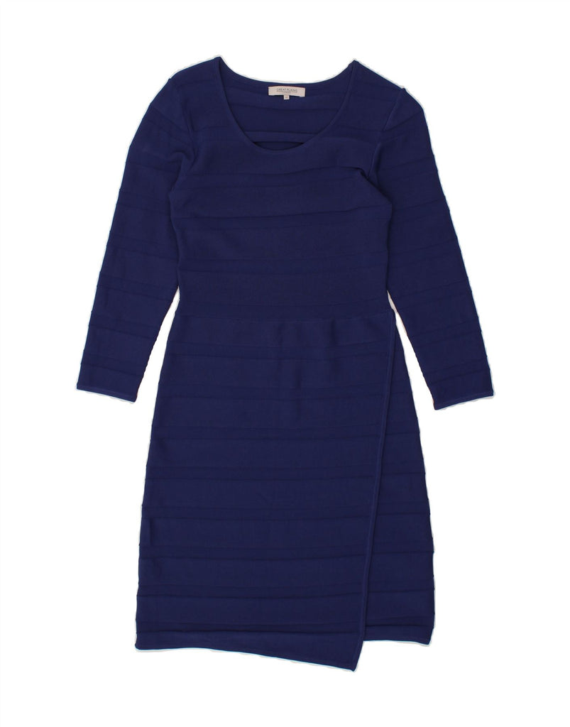 GREAT PLAINS Womens 3/4 Sleeve Jumper Dress UK 4 XS Navy Blue Viscose Vintage Great Plains and Second-Hand Great Plains from Messina Hembry 