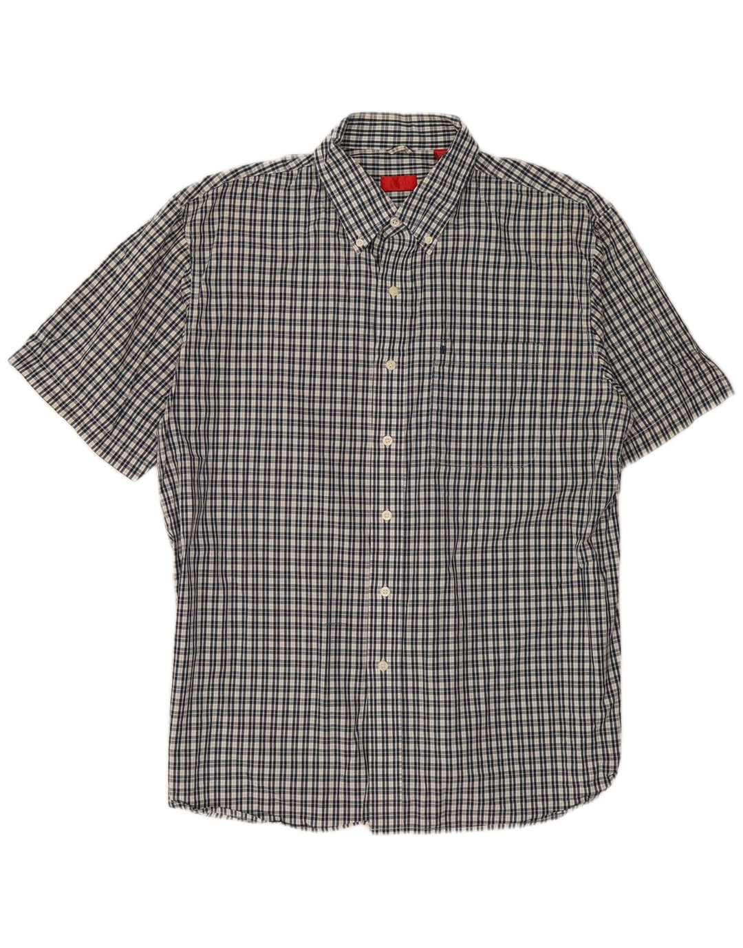 IZOD Muška košulja kratkih rukava Veliki tamnoplavi karirani pamuk