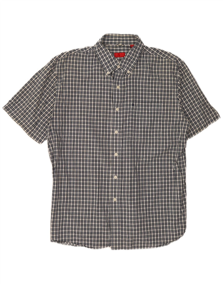 IZOD Muška košulja kratkih rukava Veliki tamnoplavi karirani pamuk