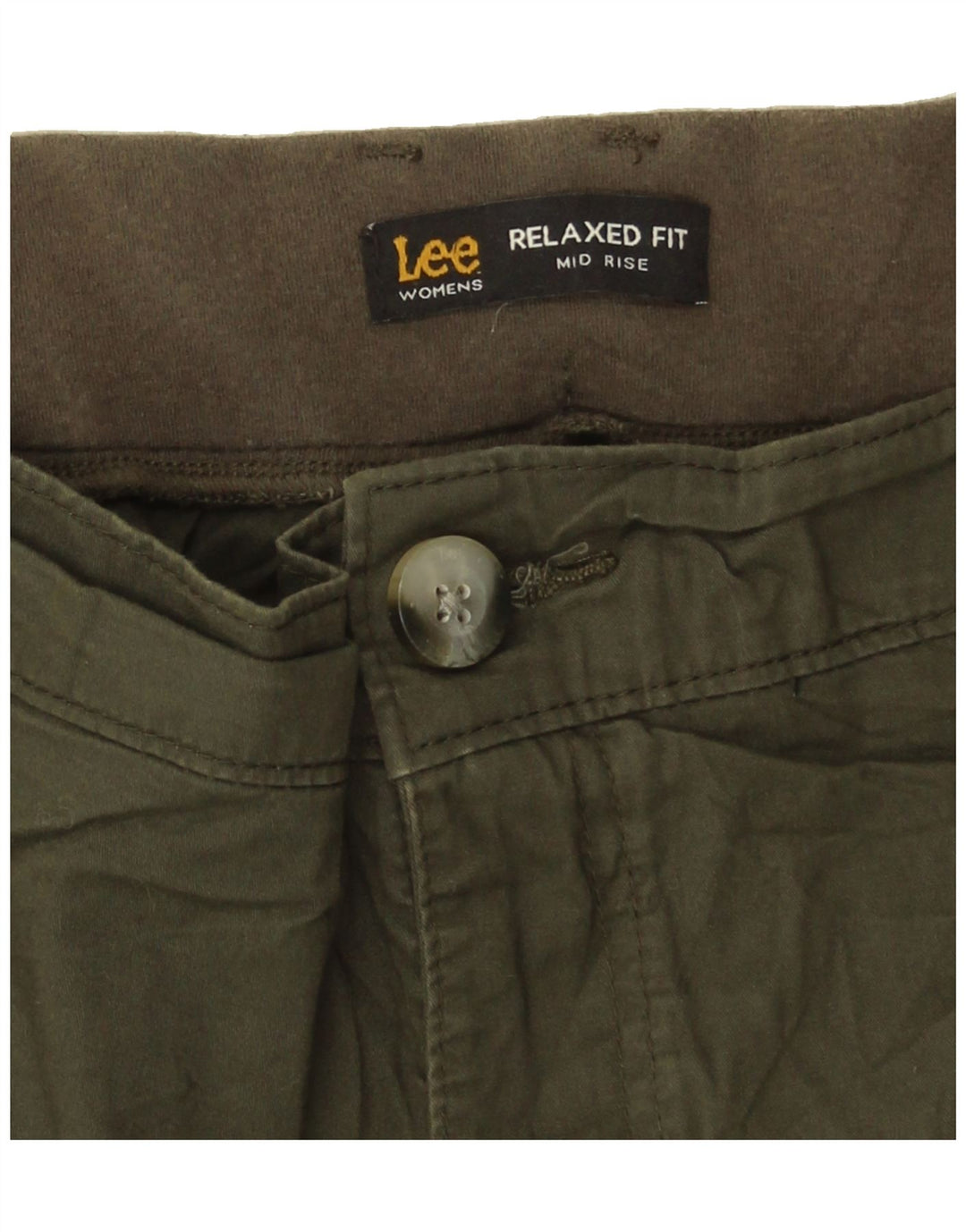 LEE Womens Mid Rise Chino Shorts W44 3XL Khaki Vintage Lee and Second-Hand Lee from Messina Hembry 
