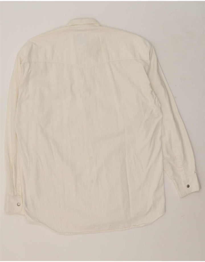 KANTAROS Mens Denim Shirt Medium White Cotton Vintage Kantaros and Second-Hand Kantaros from Messina Hembry 