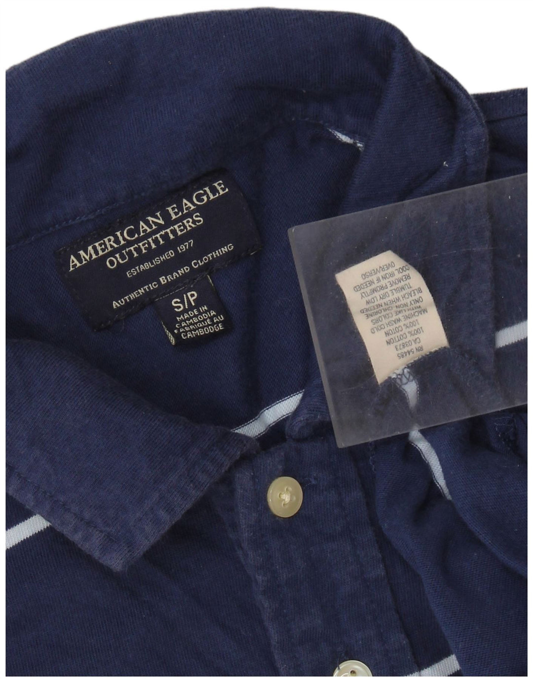 American Eagle muška polo majica mala tamnoplava pamuk na pruge