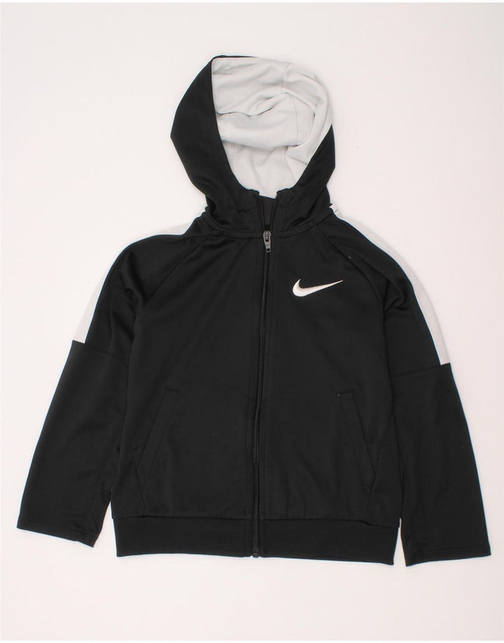 Nike pulover s kapuljačom s patentnim zatvaračem za dječake 5-6 godina srednje crne boje od poliestera