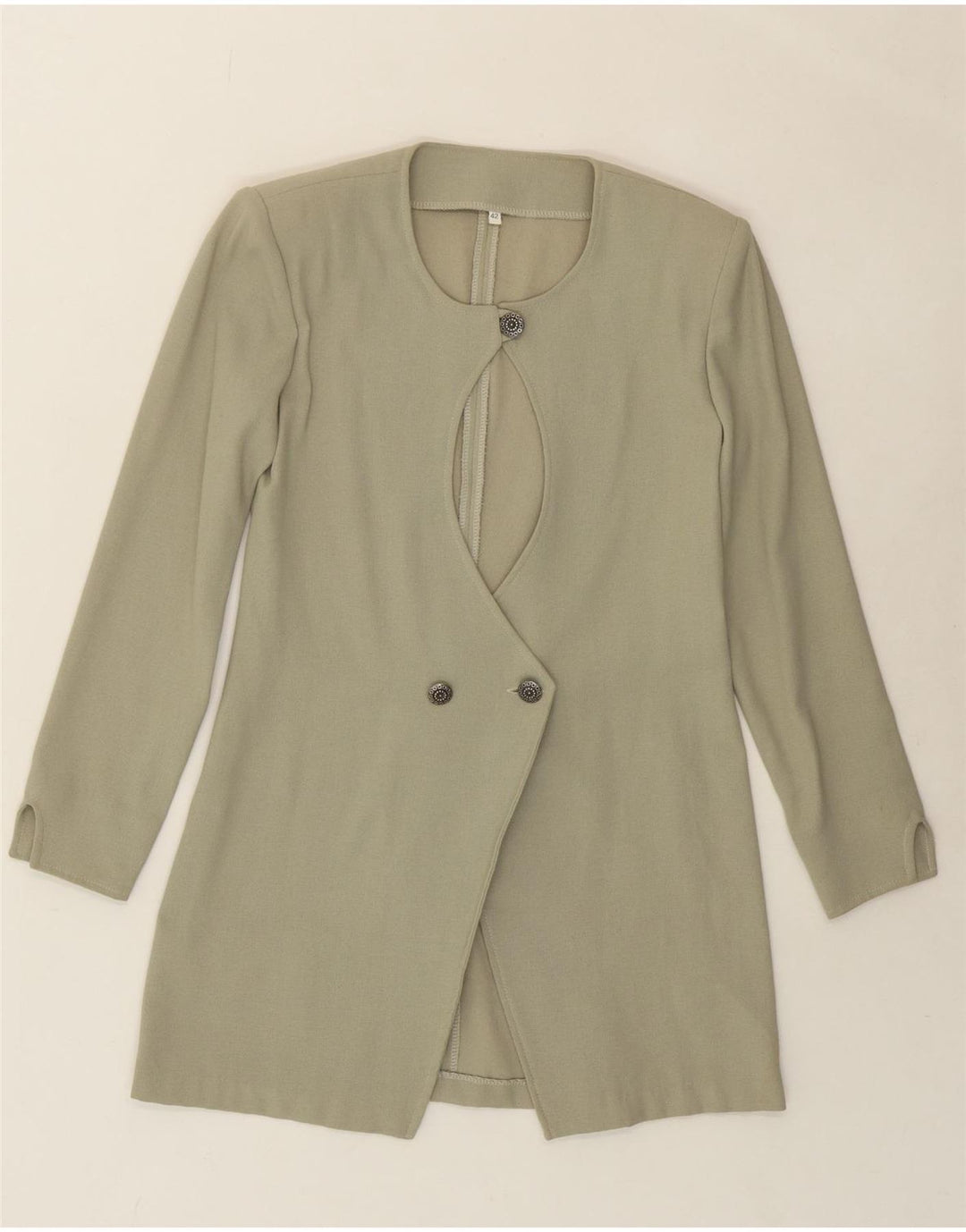 VINTAGE Womens Longline Double Breasted Blazer Jacket IT 42 Medium Green Vintage Vintage and Second-Hand Vintage from Messina Hembry 