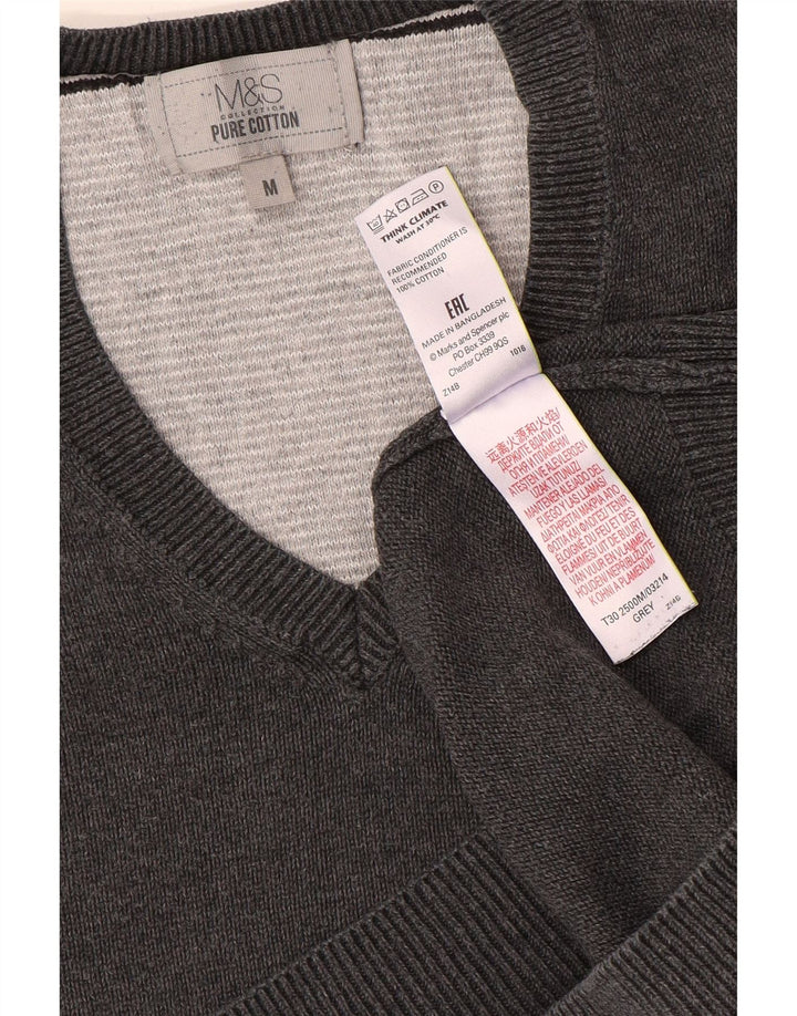 Marks & Spencer muški džemper s V-izrezom, srednje sivi pamuk