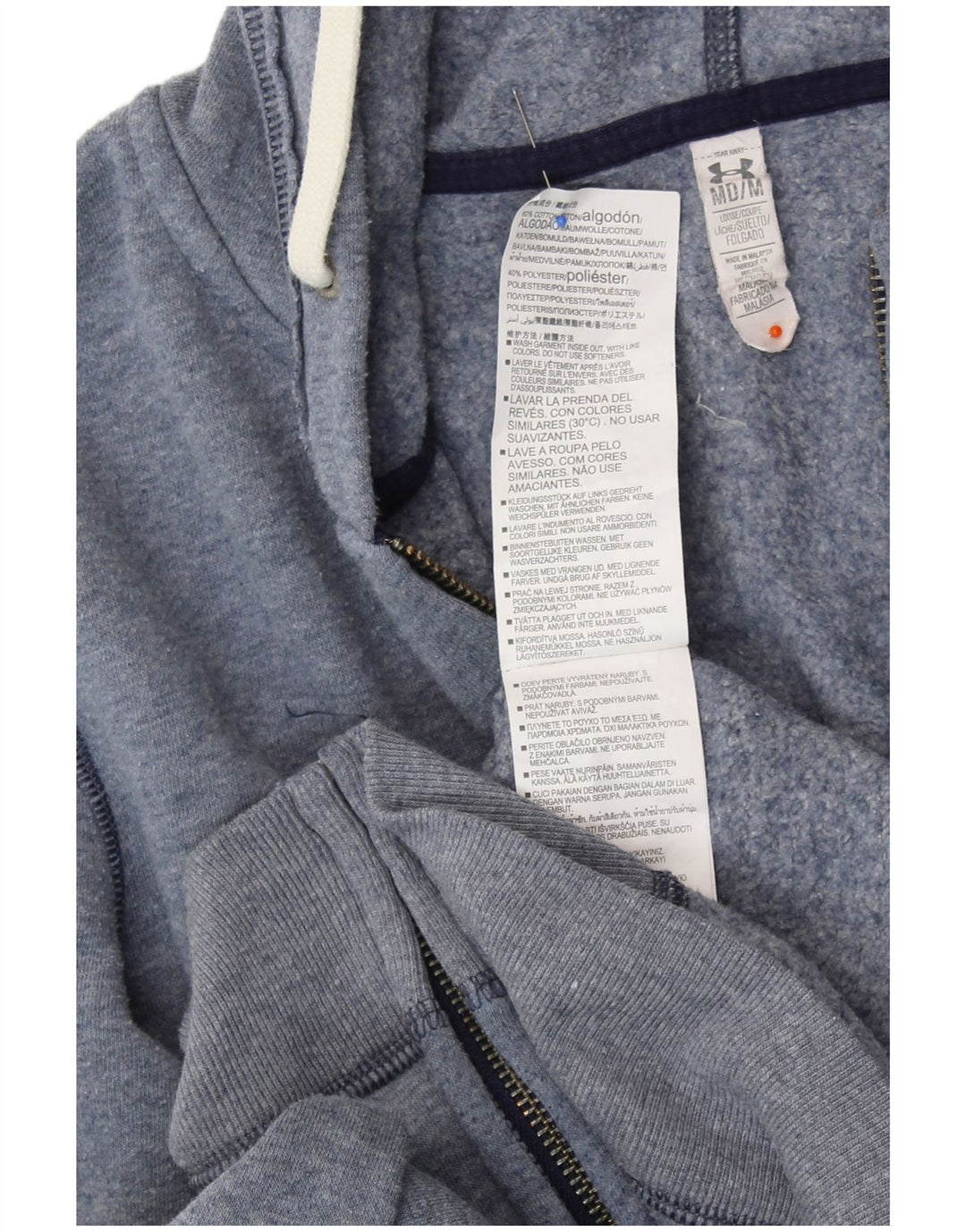 UNDER ARMOUR Muška pulover s kapuljačom s patentnim zatvaračem, srednje plavi pamuk