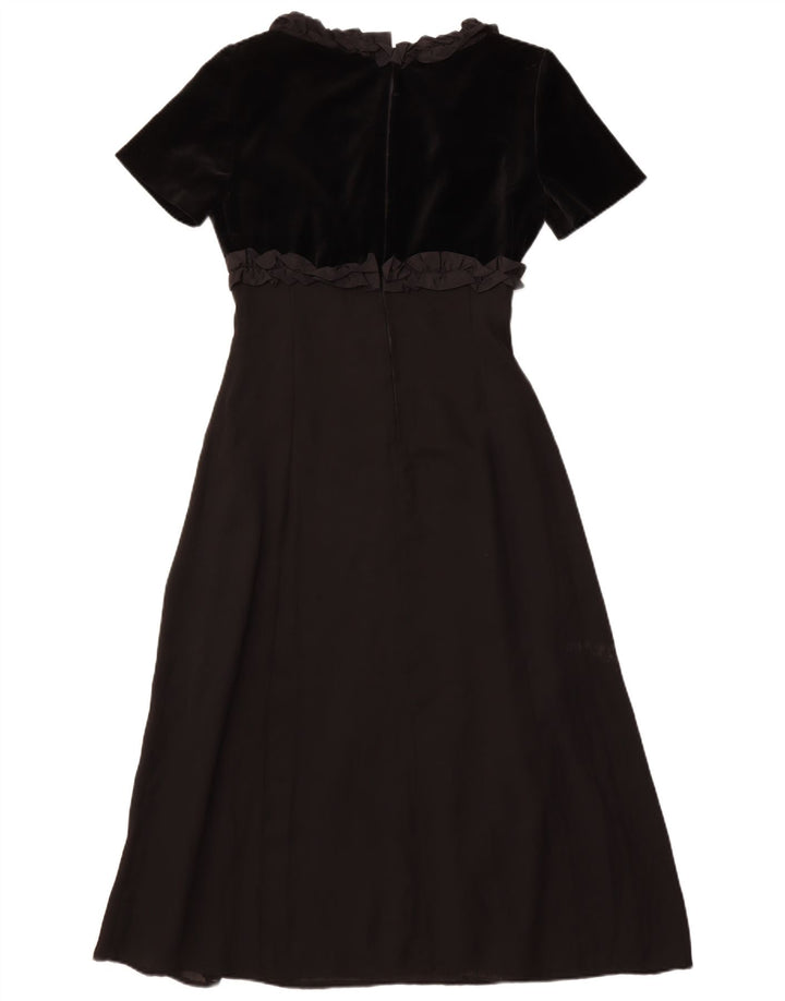 Vintage ženska maksi haljina s prednjim volanima IT 42 srednje crna