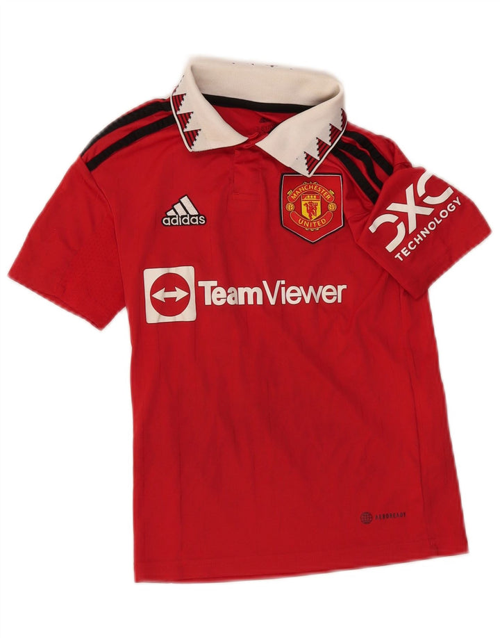 ADIDAS Boys Manchester United Graphic Polo majica 7-8 Years Red Colourblock