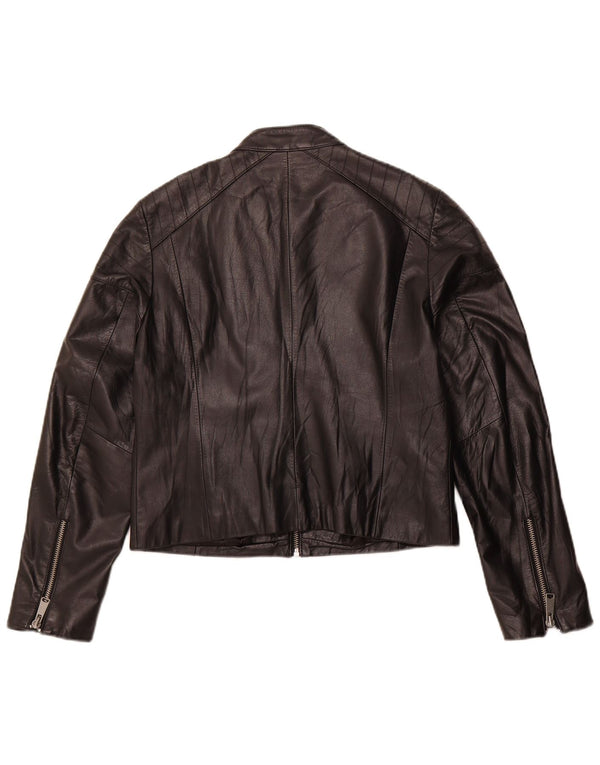 H&M ženska crna kožna jakna UK 16 velika crna koža